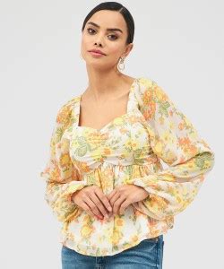 HARPA Casual Floral Print Women White Top - Buy HARPA Casual Floral ...