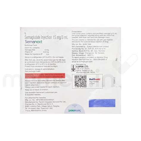 Buy Semanext 15mg Cartridge 3ml Online for Weight Management