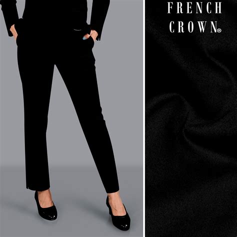 Jade Black Plain-Solid Regular Fit Cotton Pant For Women