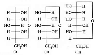 Three cyclic structures of monosaccharides are given below. Which of ...