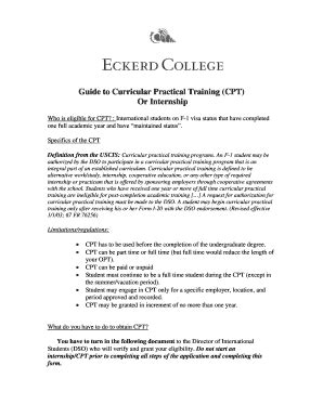 Curricular Practical Training (CPT) Application Form - Blank Fillable ...