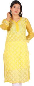 Yellow Chikankari Kurti - Buy Yellow Chikankari Kurti online at Best ...