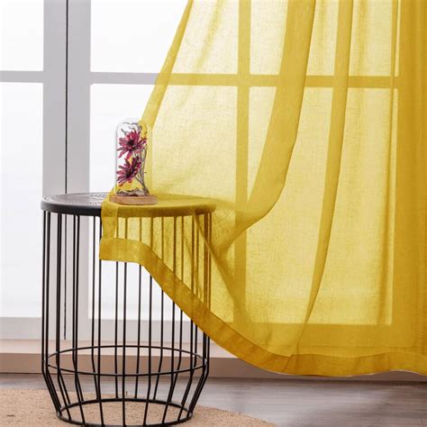 Buy HOMEMONDE Solid Linen Sheer Curtain 5 Feet Window 1 Piece ...