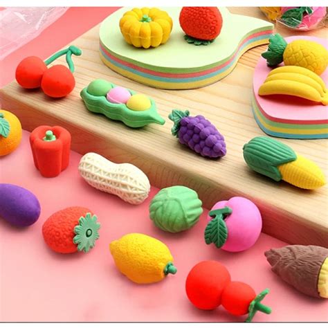 Fancy Eraser Fruit Vegetable 4 pcs Assorted Design (Set of 2) [SB2563 ...