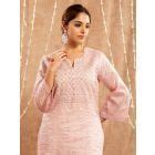 Olive Green Gota Work Tissue Kurta with Pants- Set of 2