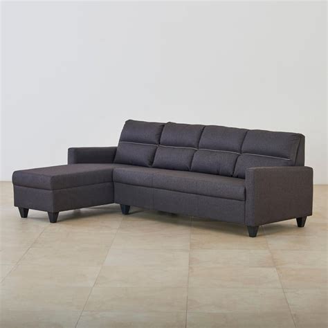 Buy Helios Clary Fabric 3-Seater Left Corner Sofa with Chaise - Brown ...