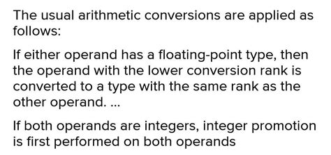 write arithmetic type conversion rules for float types and int types ...