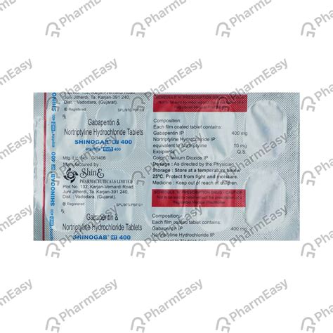 Shinogab Nt 400mg Strip Of 10 Tablets: Uses, Side Effects, Price ...
