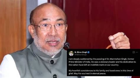 Manipur CM condoles Manmohan Singh's death: '...left indelible mark' on ...