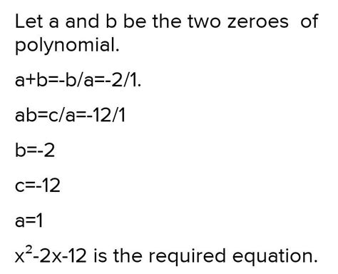 find the quadratic polynomial whose sum of zeroes =root 2 and product ...