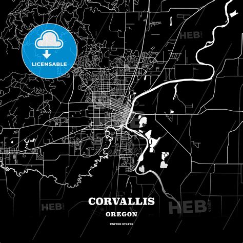 Black Map Poster Template Of Corvallis, Oregon, Usa – HEBSTREITS