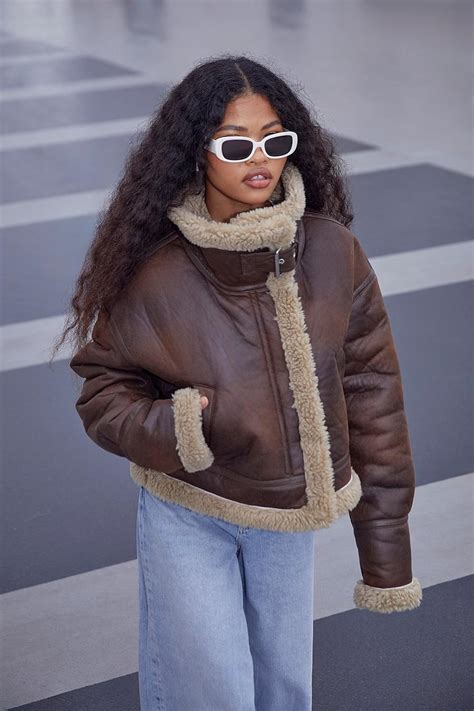 Teddy Trim Aviator Jacket | boohoo