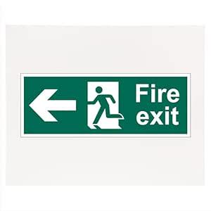 Fire Exit Left Side Arrow Signage Waterproof Sticker Signage : Amazon ...