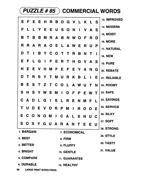 Large Print Printable Word Search