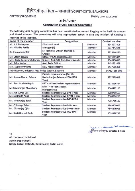 Committees | CIPET : CSTS - Balasore | CIPET : Centre for Skilling and ...