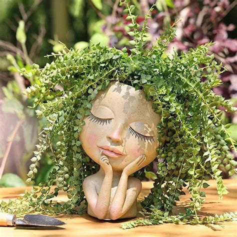 Fun Indoor and Outdoor Face Head Planter: Durable Resin Flower Pot with ...
