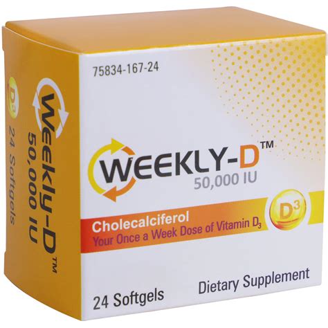 Weekly-D Vitamin D3 50,000 IU | 24 Softgels Cholecalciferol Supplements ...