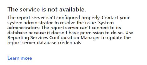 MS SQL Server Cannot Connect to the Report Server Database 的图像结果