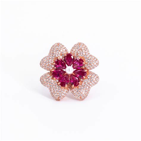 Rose Gold Pearl Blush Blossom Ring – Taara Silver