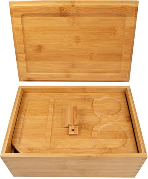Buy Wooden Stash Box with Rolling Tray - Large Stash Box and Rolling ...
