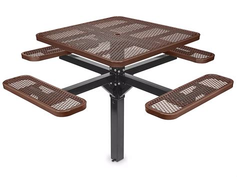 Inground Mount Picnic Table - 46" Square, Brown H-7951BR - ULINE