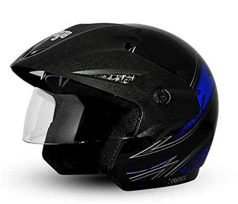 Vega Cruiser CR-W/P-ARS-KMB-M Open Face Graphic Helmet (Black and Blue ...