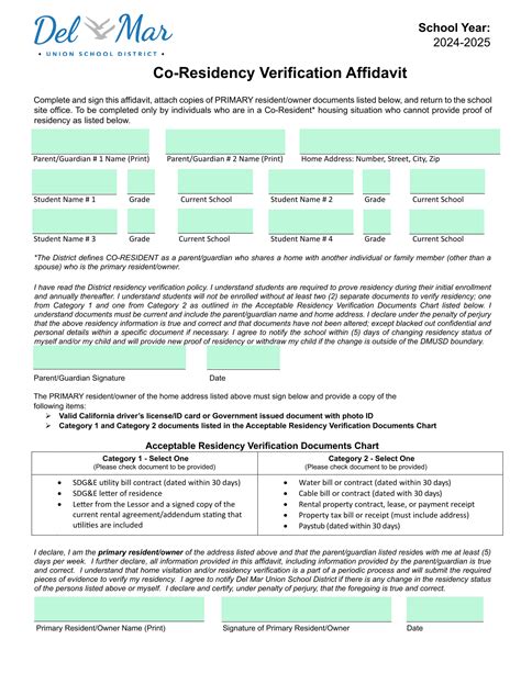 Co Residency Verification Affidavit