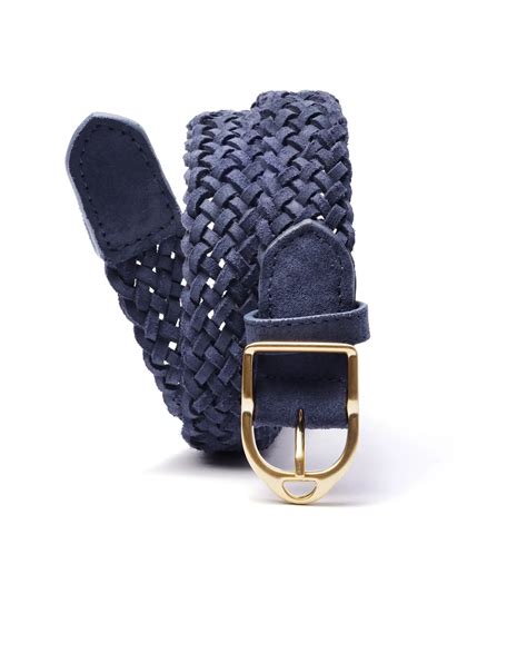 Rare Rabbit Men Aegis Navy Leather Belt