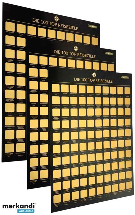 NIMAXI Scratch Poster "Map of Europe", "Top 100 Travel Destinations in ...