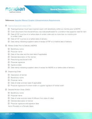 Fillable Online Documentation Checklist - General Documentation ...