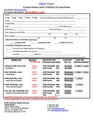 Fillable Online ctri ucsd WI14 Self Pay Enrollment form - ctri ucsd Fax ...