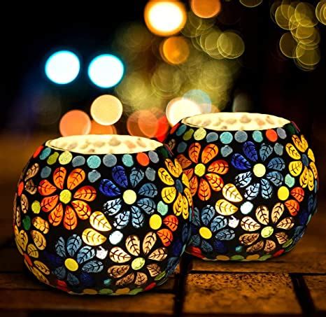 Buy The Purple Tree Glass Mosaic Tealight Candle Holder for Diwali ...