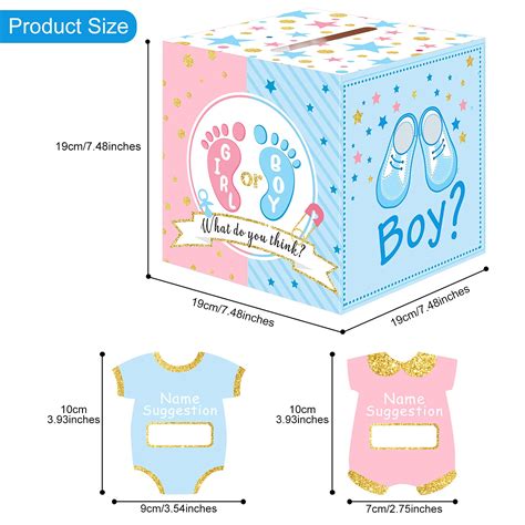 Saintrygo Baby Gender Reveal Voting Box with 50 Pieces Ballot Cards ...