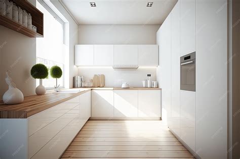 Modern White Kitchen Wood Floor