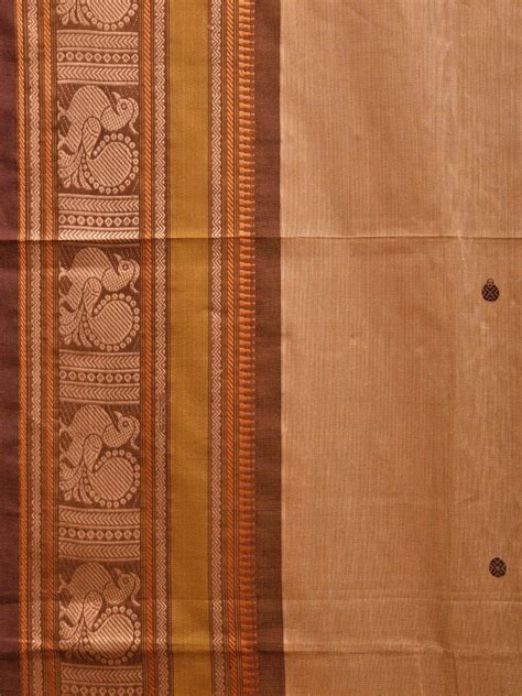 Cream Kanchipuram Cotton Saree with Peacock Pallu and Border Design k0 ...