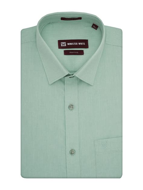 Men's Sea Green Cotton Shirt - Regular Fit | Minister White ...