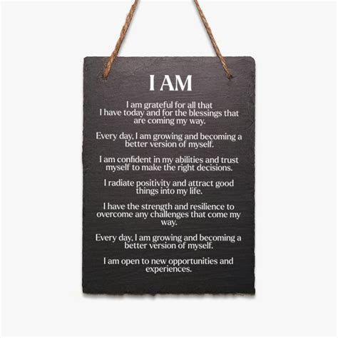 Affirmation Hanging Stone Slate: I Am – Motivational Gifts