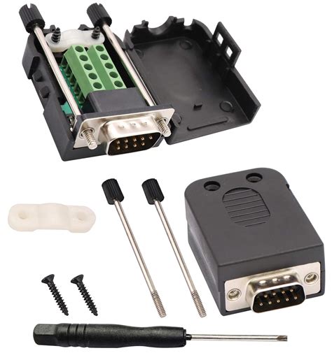 AAOTOKK DB9 Screw Terminal Block Adapter D-SUB 9-pin RS232 Male to 9+1 ...