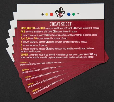 Marbles & Jokers Cheat Sheets - Across The Board Game