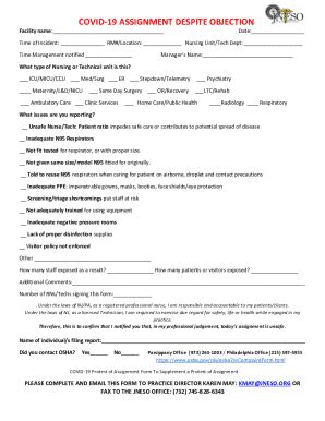 Fillable Online COVID-19 ASSIGNMENT DESPITE OBJECTION - JNESO Fax Email ...
