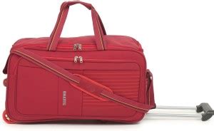 Teakwood Leathers Red Solid Soft Sided Cabin Duffle Trolley Bag Duffel ...