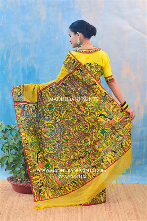SUHAGAN Handpainted Madhubani Chanderi Saree Blouse Set – MADHUBANI ...