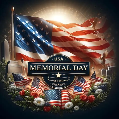 A poster for memorial day with a flag and a flag | Premium AI-generated ...