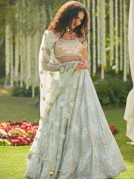 Powder Blue Embellished Lehenga Set – abhinavmishra
