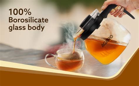 AGARO Elite Glass Carafe with Strainer Lid, 1200ml, Glass Kettle ...