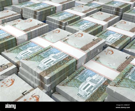 Money of Turkmenistan. Manat bills. TMT banknotes. 5 Turkmen. Business, finance, news background ...