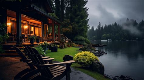 AI generated Rainy Lakeside Retreat Background 42195609 Stock Photo at ...