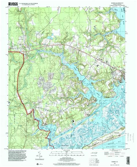 Classic USGS Hubert North Carolina 7.5'x7.5' Topo Map – MyTopo Map Store