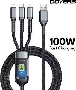 Doyers 3-in-1 Cable 6 A 1 m Nylon Braided Multiple USB Cable Universal ...