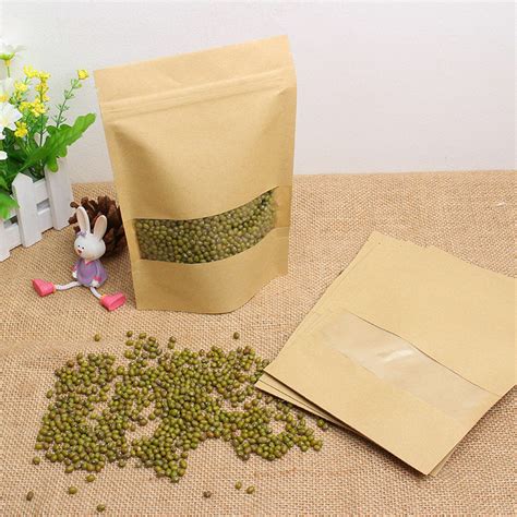 100 X Zipper Seal Lock Kraft Paper Bag Stand Up | Ubuy India